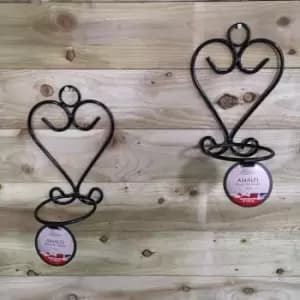 Pack of 2 Tom Chambers Handcrafted Amalfi Black Metal Garden Patio Herb Plant Flower Pot Wall Mount Holder