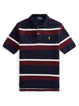 Ralph Lauren Boys Short Sleeve Stripe Polo Shirt - Navy Multi, Navy Multi, Size 10-12 Years=M