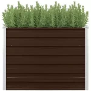 Raised Garden Bed Brown 100x100x77cm Galvanised Steel Vidaxl Brown