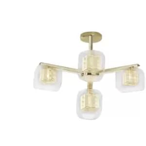 Impex Avignon 4 Light Ceiling Light Gold Crystal