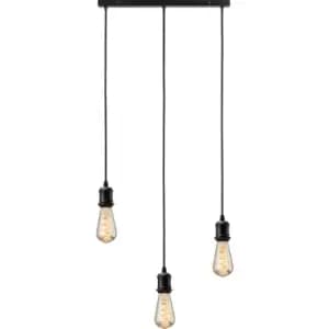 Knightsbridge CALLA - 230V E27 Vintage 3 Light Bar Pendant - Matt Black - CALVI3BMB