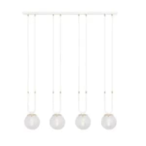 Glam White Globe Bar Pendant Ceiling Light with Clear Glass Shades, 4x E14
