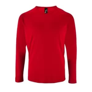 SOLS Mens Sporty Long Sleeve Performance T-Shirt (3XL) (Red)