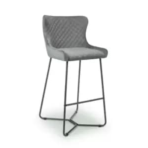 Shankar Gala Brushed Velvet Grey Bar Stool