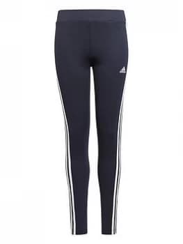 adidas Junior Girls 3-Stripes Tight - Navy/White, Size 3-4 Years