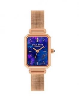 Lola Rose Lola Rose Sapphire Diamond Tank Dial Rose Gold Stainless Steel Mesh Strap Ladies Watch