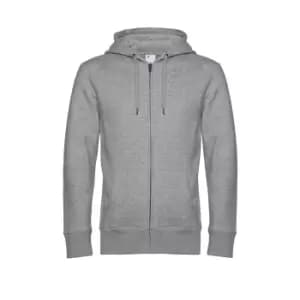 B&C Mens King Zipped Hooded Sweat (3XL) (Heather Grey)