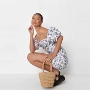 Missguided Ruched Wrap Front Mini Dress - Purple