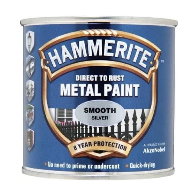 Hammerite Smooth Silver Paint 250ml