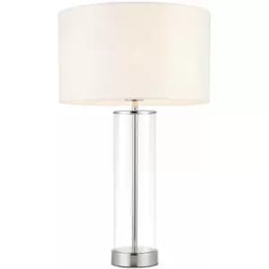 Touch Dimmable Table Lamp Nickel Glass White Shade Modern Bedside Feature Light