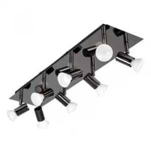 Consul 8-Way Rectangular Plate Spotlight Fitting in Black Chrome