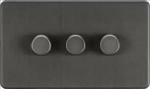 KnightsBridge Screwless 3G 2-way 10-200W (5-150W LED) trailing edge dimmer - Smoked Bronze