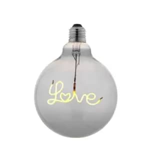 Decorative E27 LED Filament Bulb - LOVE Downwards Facing Lamp - Tinted Glass