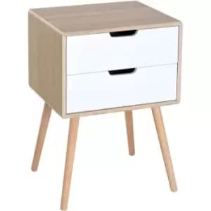 Side Cabinet Drawer Storage Unit Bedside Free Standing Wood Bedroom - Homcom