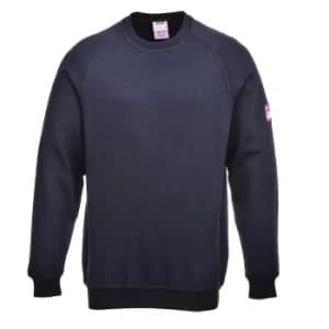 Modaflame Mens Flame Resistant Antistatic Long Sleeve Sweatshirt Navy 2XL