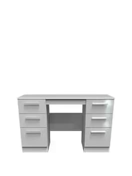 Swift Montreal Ready Assembled Double Pedestal Desk - White/Grey Gloss
