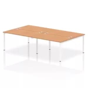 Impulse Bench B2B 4 Person 1400 White Frame Office Bench Desk Oak