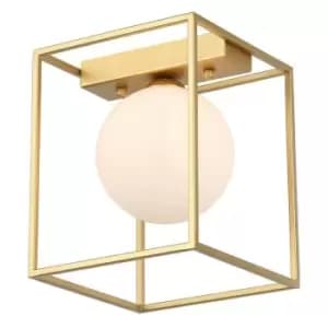 Italux Mediamo - Modern Flush Ceiling Light Golden 1 Light with White Shade, G9