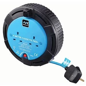 Masterplug 2 Socket Small Cassette Reel - Blue 4m 10A