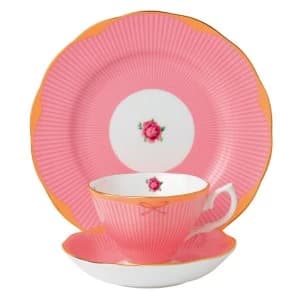 Royal Albert Sweet stripe 3pc set teacup saucer 20cm plate