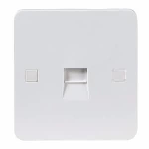 KnightsBridge Pure 9mm 1G White Telephone Extension Socket Flush Wall Switch