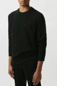 Mens Super Soft Black Crew Raglan Knitted Jumper