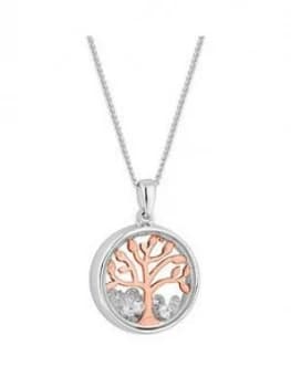 Simply Silver Rose Gold Plated Cubic Zirconia Tree Of Life Shaker Necklace