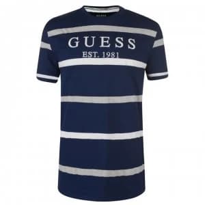 Guess Emmet Stripe T Shirt - Navy S79C