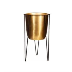 Polished Metal Planter on Stand Medium