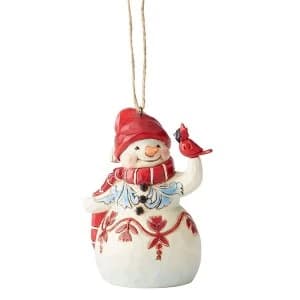 Mini Red and White Snowman Hanging Ornament