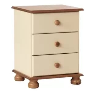 Sterling Ventures Copenhagen 3 Drawer Bedside In Cream/Pine