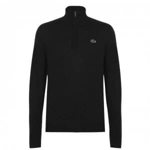 Lacoste Quarter Zip Knit Pullover - Black