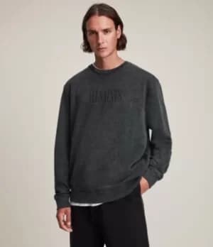 AllSaints Mens Gallo Crew Sweatshirt, Washed Black, Size: XS