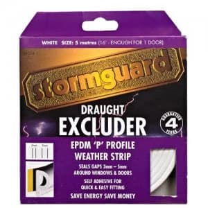 Stormguard P Profile Rubber Draught Seal - 5m - White