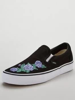 Vans UA Embroidered Classic Slip On Black Lilac Size 3 Women