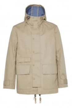 Mens French Connection Bonded Cotton Hooded Rain Mac White