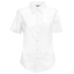 Fruit Of The Loom Ladies Lady-Fit Short Sleeve Poplin Shirt (L) (White)