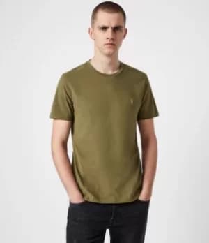 AllSaints Mens Brace Contrast Crew T-Shirt, Saguaro Green, Size: M