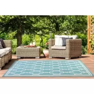 Terrace Spanish Tile Flatweave Outdoor Indoor Teal Rug in 150 x 230cm (411x7'7'')