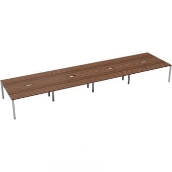 10 Person Double Bench Desk 1200X800MM Each - White/Dark Walnut