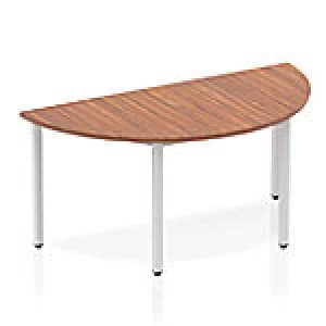 Impulse Semi-circle Table 1600 Walnut Box Frame Leg Silver