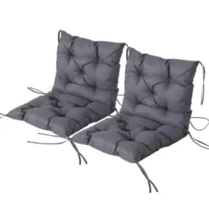 Outsunny Set of 2 Garden Chair Seat and Back Cushions - Grey