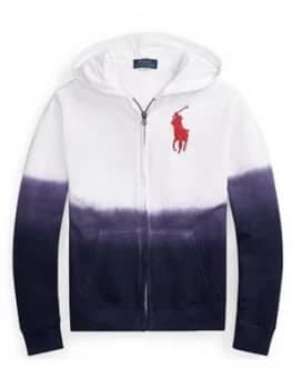 Ralph Lauren Boys Ombre Big Pony Zip Through Hoodie - White