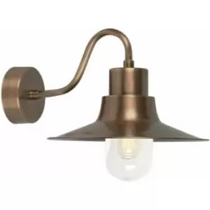 Loops - Outdoor IP44 1 Bulb Wall Light Lantern Aged Brass LED E27 100W