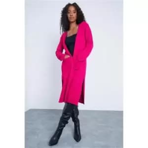 I Saw It First Hot Pink Longline Cable Knit Cardigan With Pockets - Pink