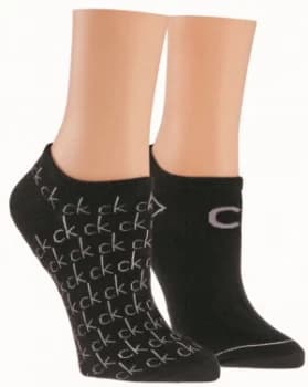 Calvin Klein Repeat logo 2 pair pack trainer socks Black