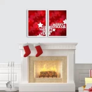 2PBCTNOEL-10 Multicolor Decorative Framed MDF Painting (2 Pieces)