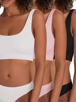 DORINA Flo 3 Pack Non Padded Bralette - White/Black/Pink, Multi, Size 8, Women