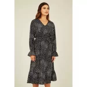 Mela London Black Butterfly Long Sleeve Midi Dress - Black