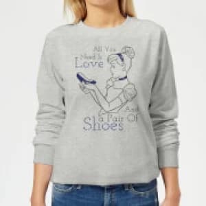Disney Princess Cinderella All You Need Is Love Womens Sweatshirt - Grey - L